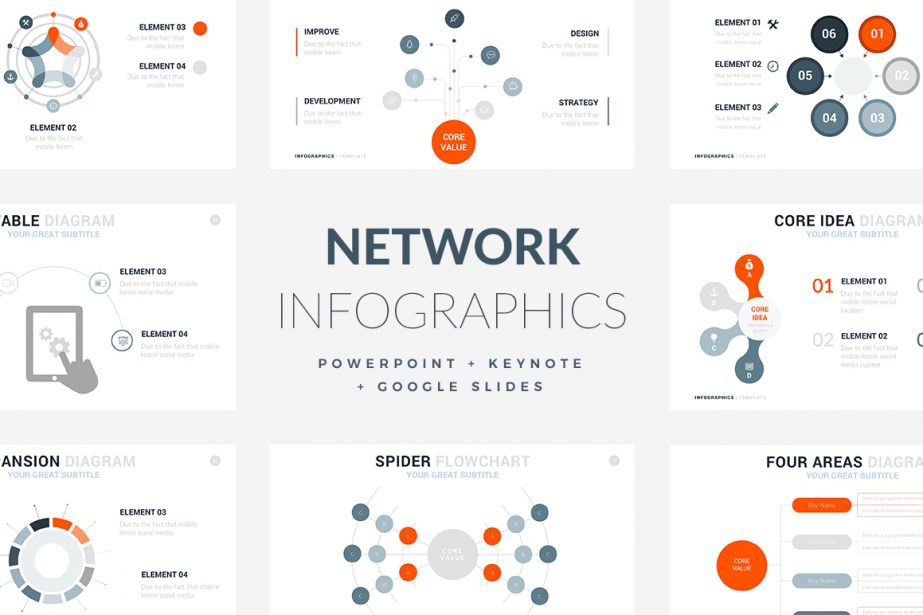 Network Infographics Templates - PowerPoint Templates - Keynote Themes - Google Slides